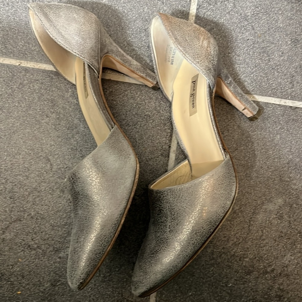 Paul Green Silver Leather D'Orsay Heels